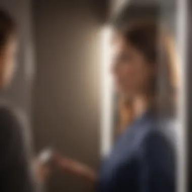 Perfecting Your Message An individual practicing their pitch in front of a mirror