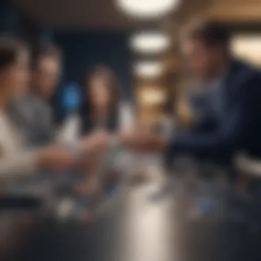 Collaborative Sales Strategies Dynamic sales team collaborating on strategies