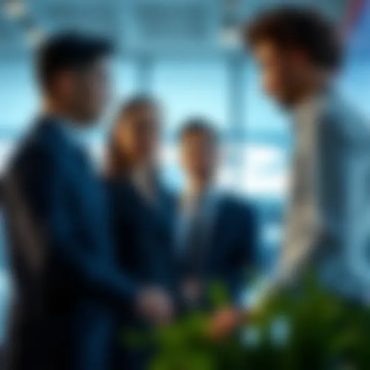 Business Professionals Discussing Client Strategies Illustration of business professionals discussing client strategies.