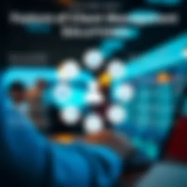 Features of Client Management Solutions Infographic showcasing features of top client management solutions.