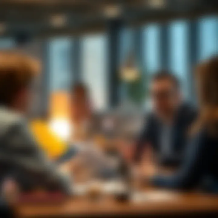 Strategic CRM Tool Discussion A professional discussing CRM tool options in a meeting.