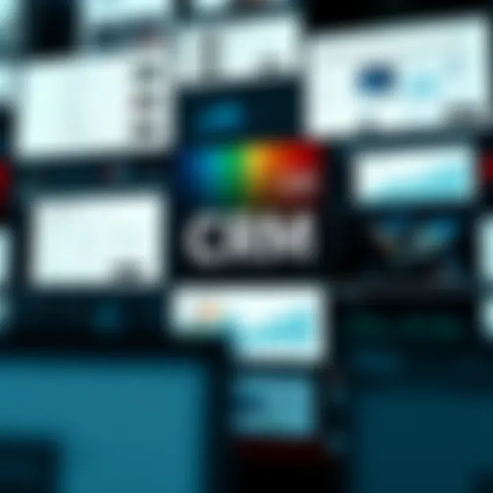 Diverse CRM Tool Interfaces A collage of various CRM tools interfaces showcasing features.