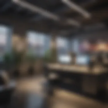 Enhancing Productivity through Technology Integration A modern office environment showcasing technology integration for productivity