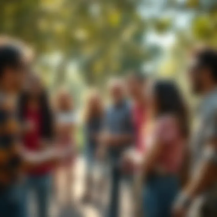 A diverse group engaged in an outdoor team-building activity