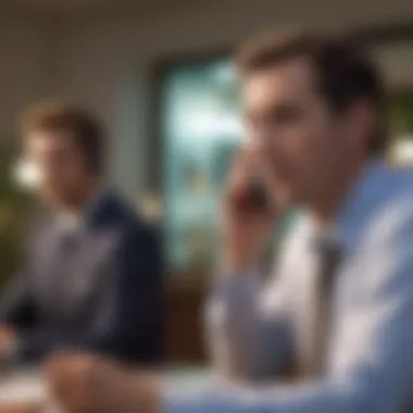 Engaging in Cold Call Conversation A business professional engaging in a cold call conversation