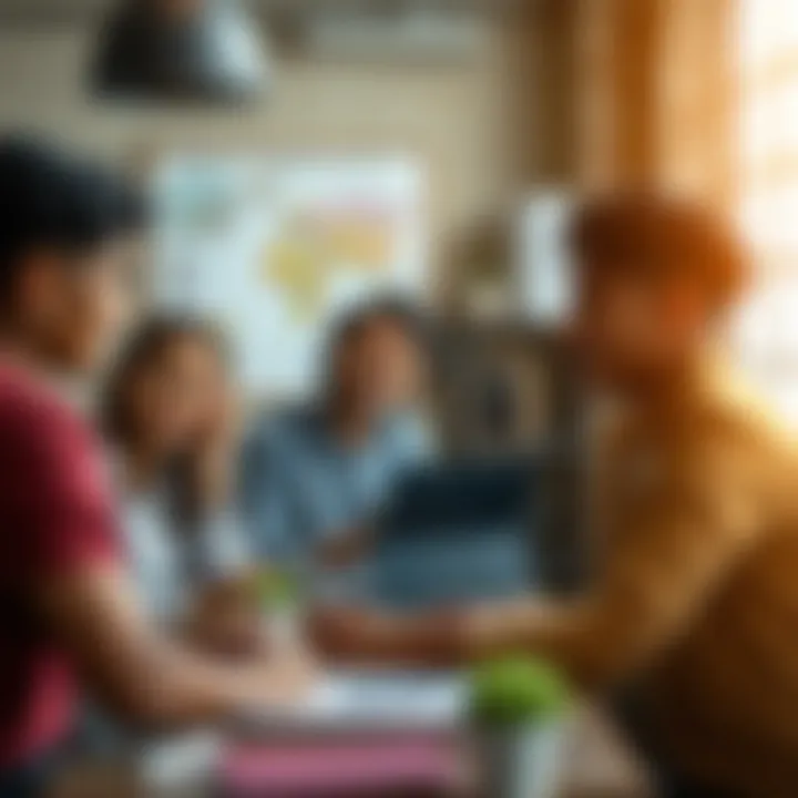 A diverse team collaborating in a creative workspace
