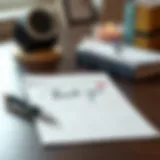 Elegant thank you note on a desk with a pen