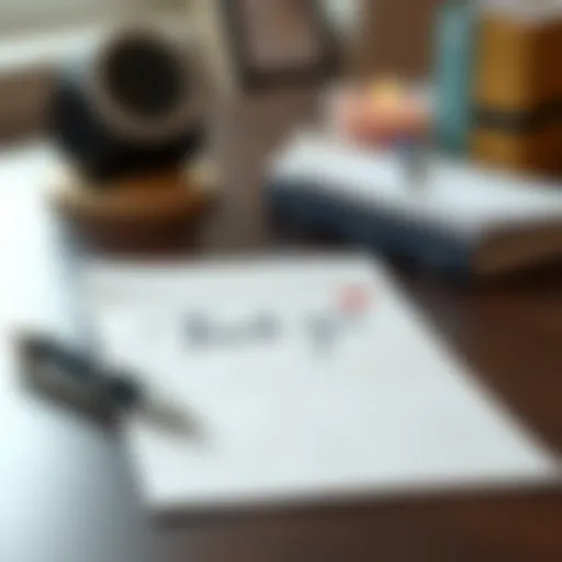 Elegant thank you note on a desk with a pen